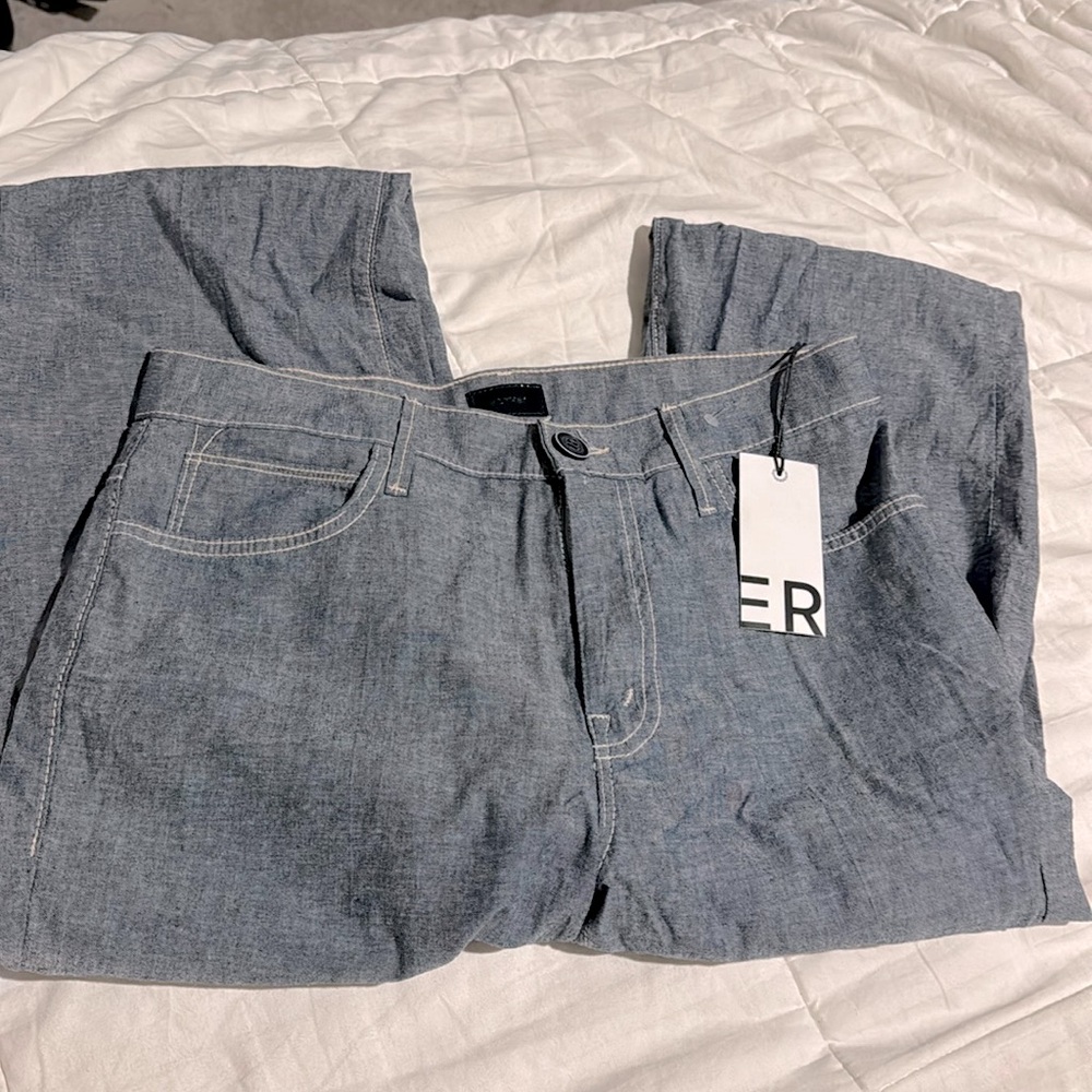 MOTHER Pants Womens 28 Socialite in Feathers Blue Cotton Chambray Casua